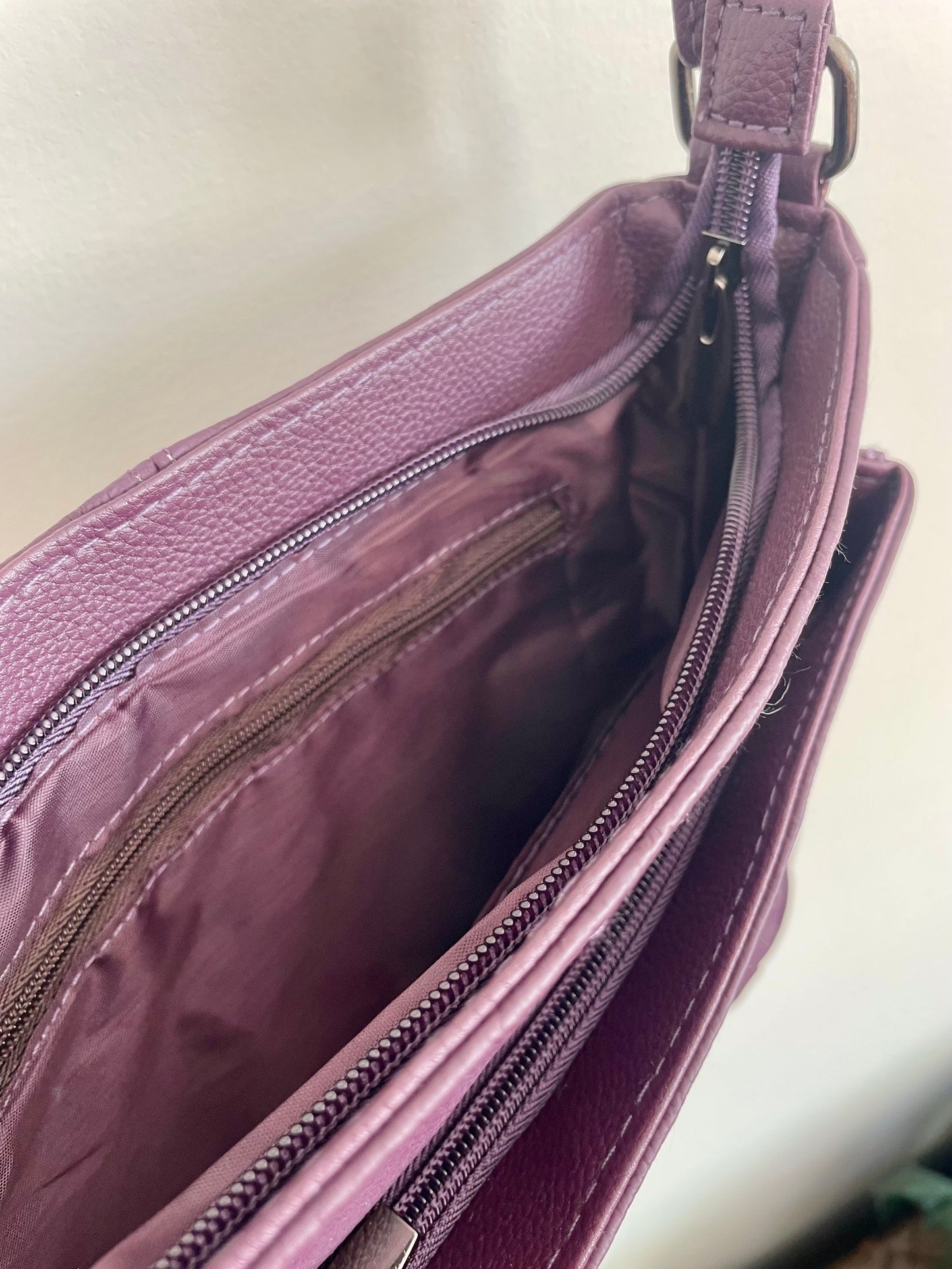Purple Faux Leather Saddle Shoulder Bag
