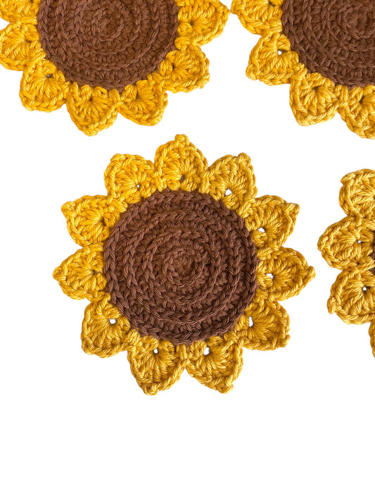 Crochet Sunflower Coasters Set of 4