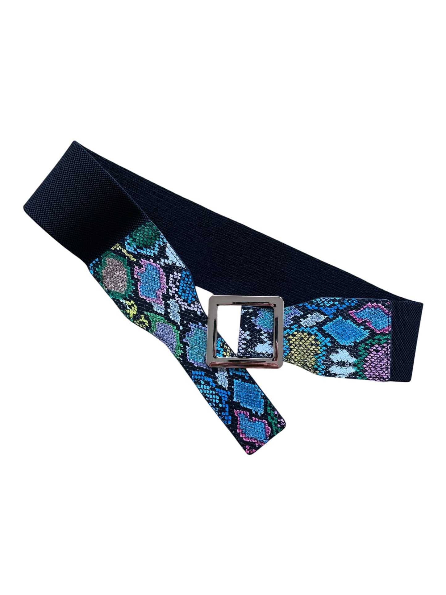 Multicolour Snake Skin Pattern Corset Belt
