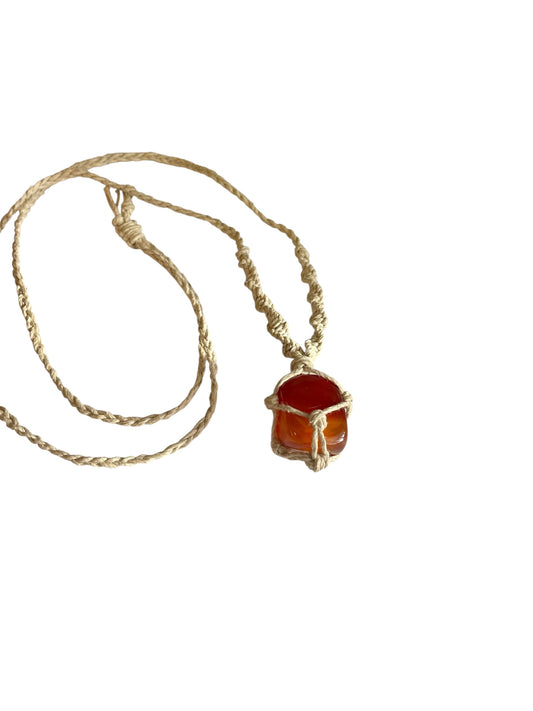Hemp Necklace with Carnelian Tumble