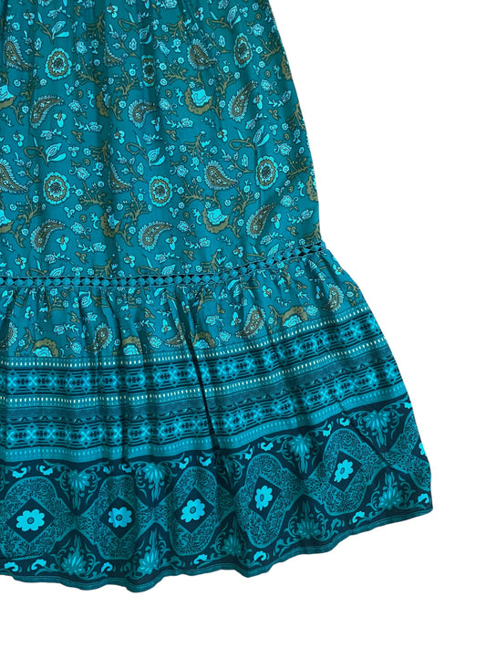 Teal Floral Flowy Maxi Skirt - Sz 8