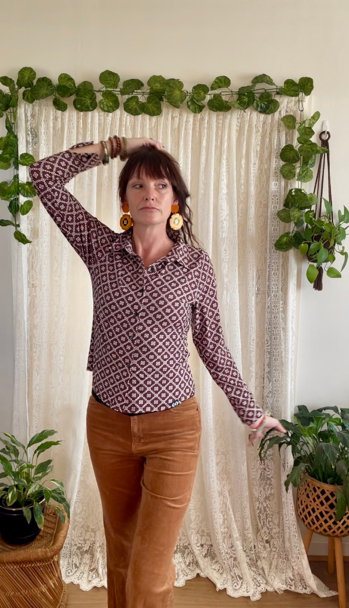 Retro Geometric Pattern Long Sleeve Shirt