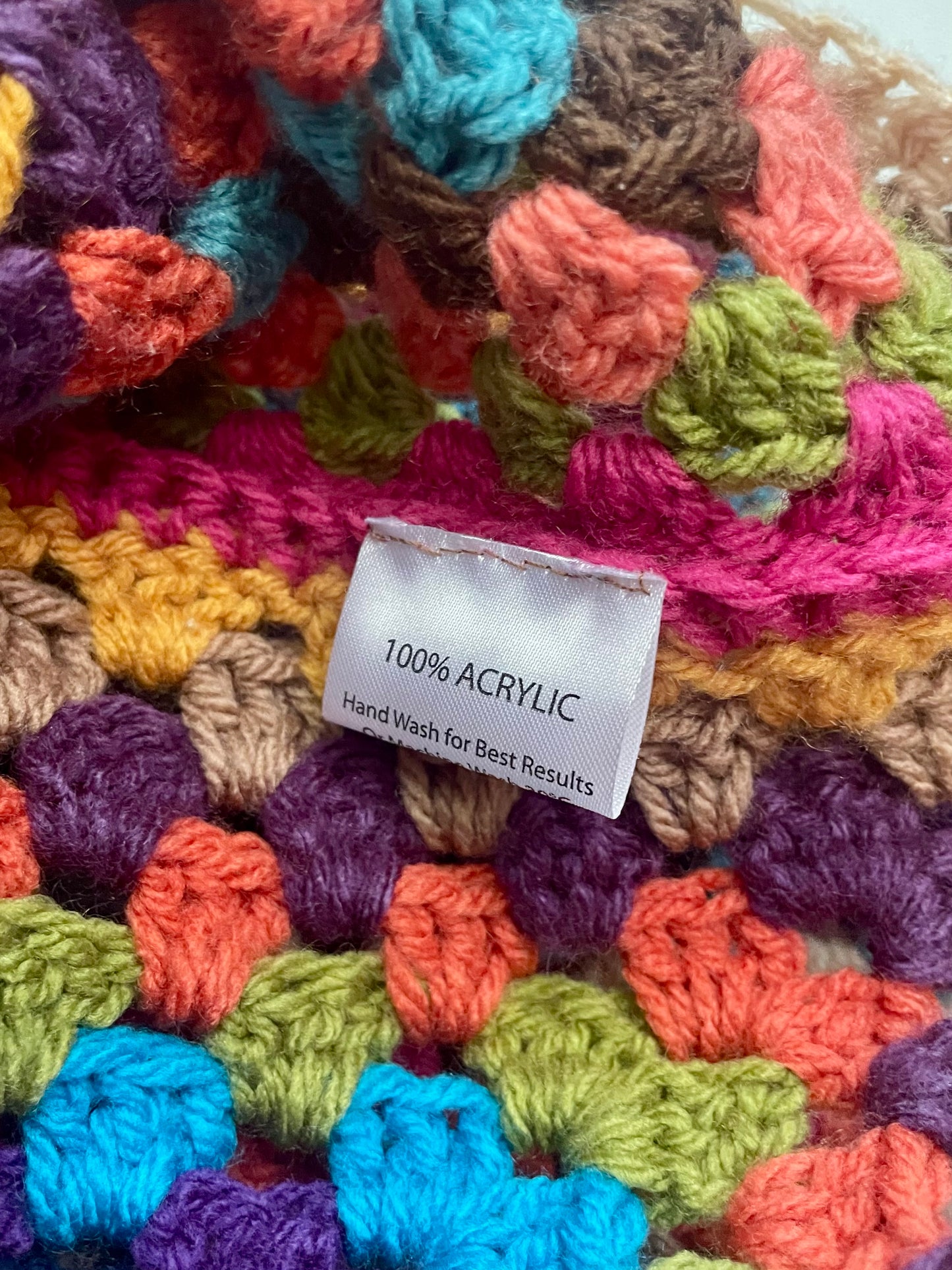 Crochet Rainbow Granny Square Jumper with Cuffs