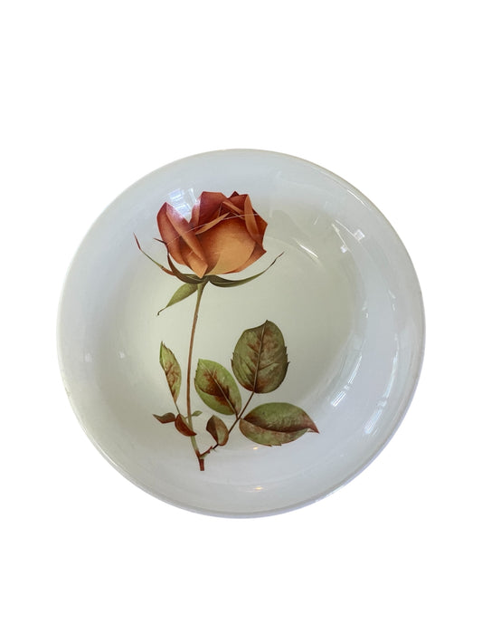 Red Rose Bowl and Trinket Dish Set of 2 VTG