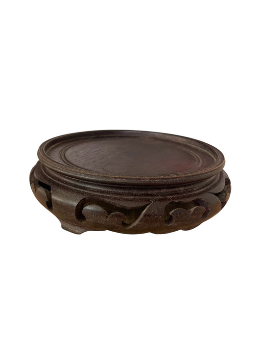 VTG Ornate carved dark hardwood vase stand