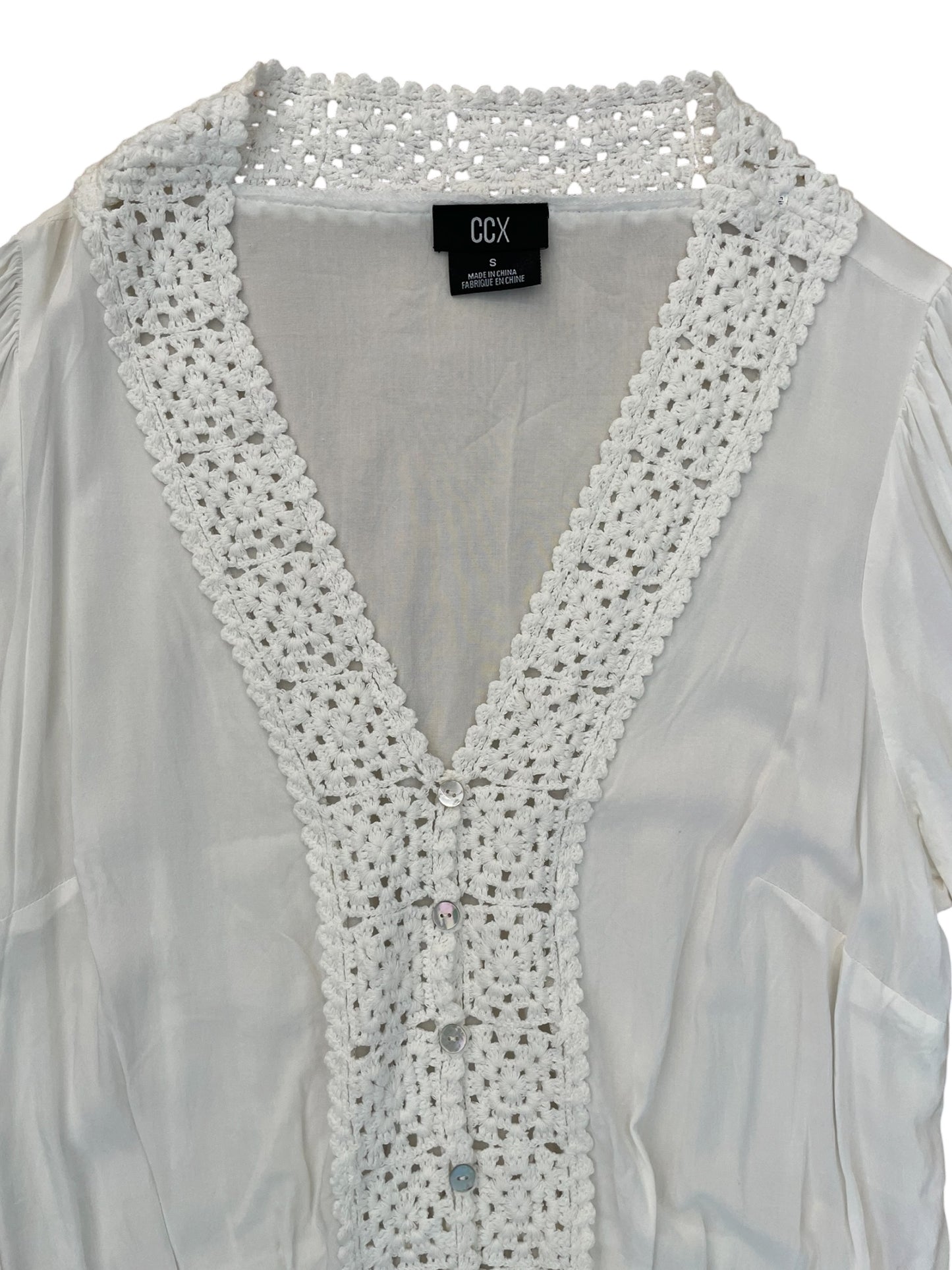 White Peasant Style Long sleeve blouse