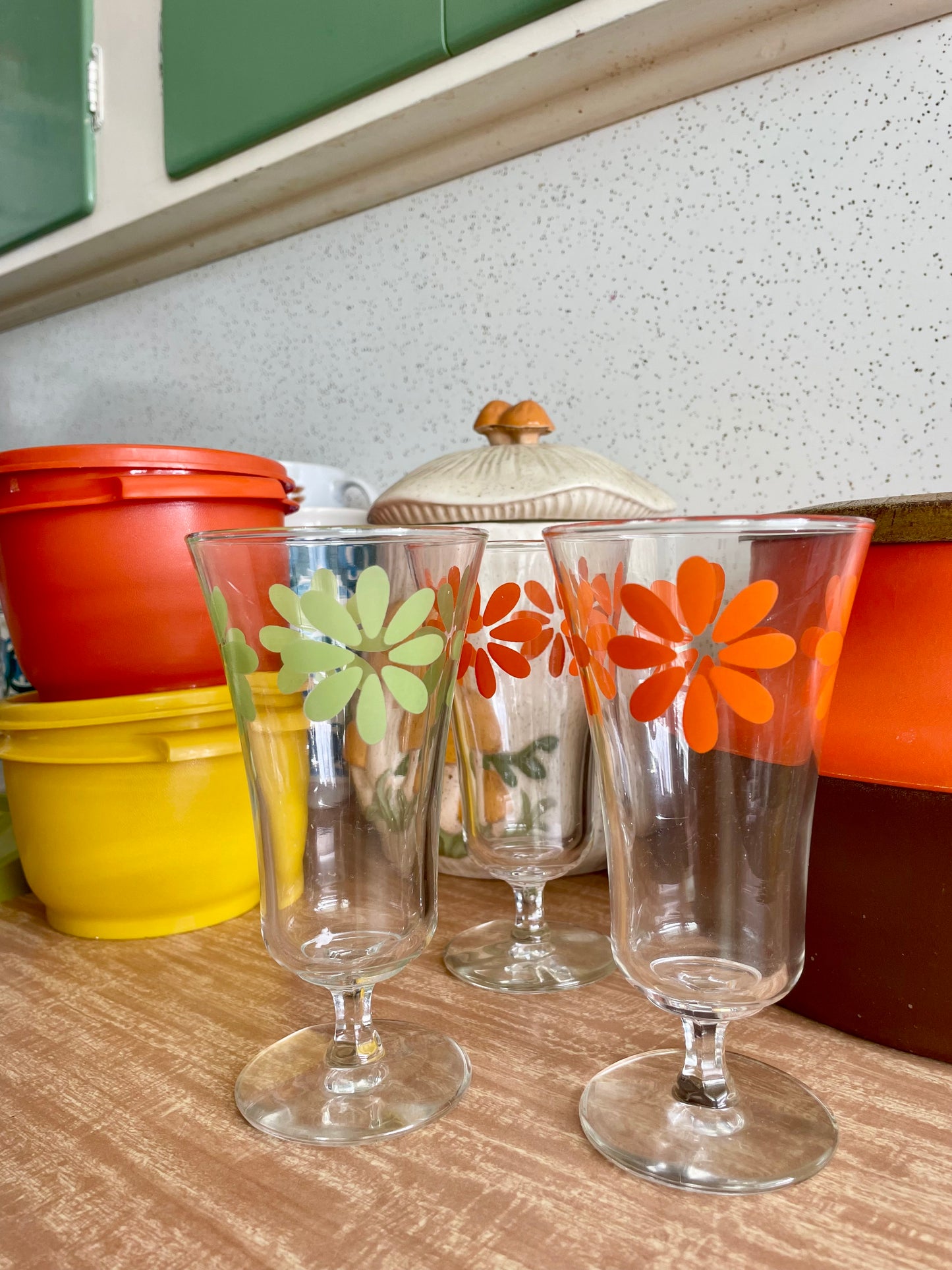 Trio of Retro Stemmed Glasses