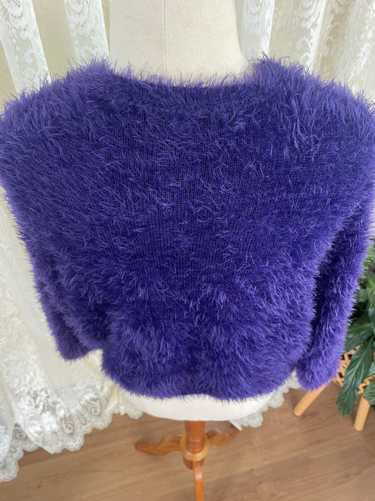 Purple Fluffy 1/2 sleeve Cropped Bolero