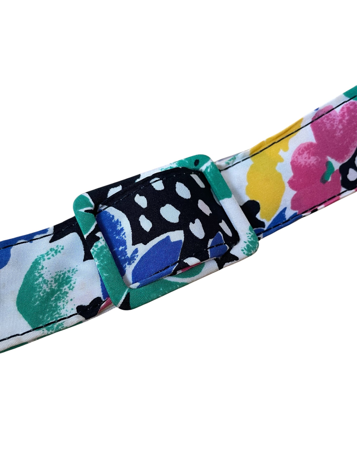 80s Vibrant Abstract Floral Fabric Belt
