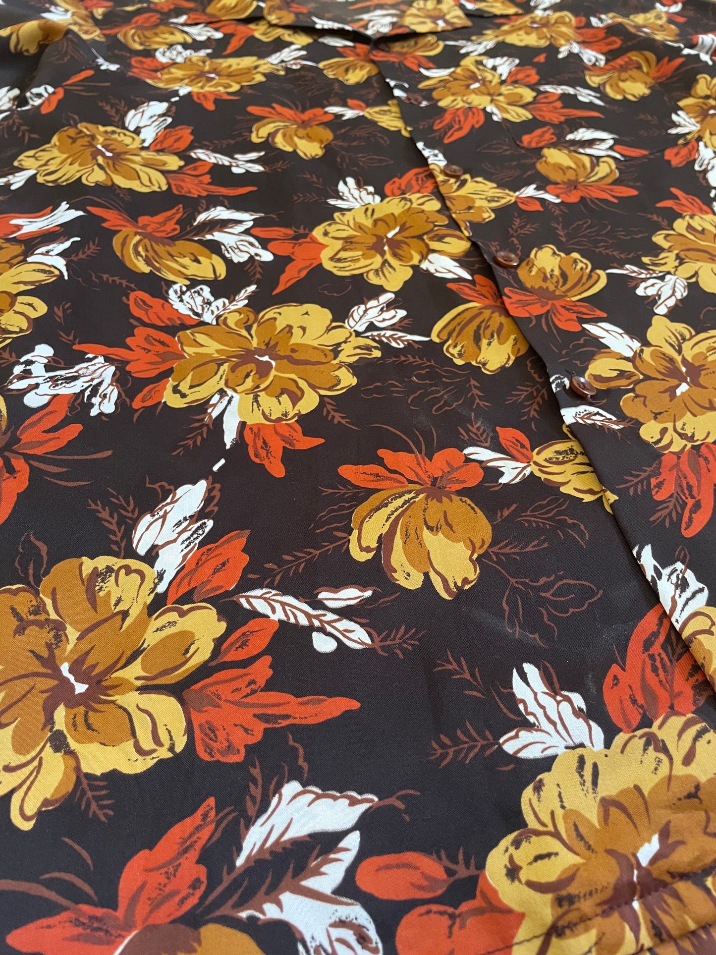 Vintage Warm Tone Floral Long Sleeve Blouse