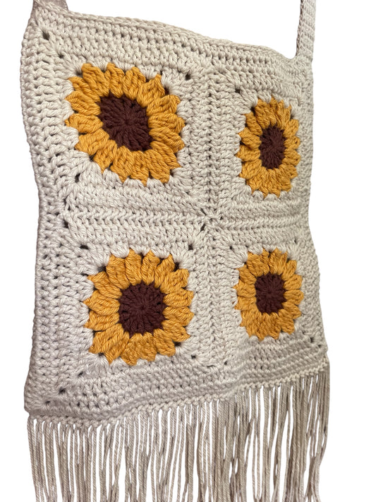 Crochet Sunflower Tote Bag
