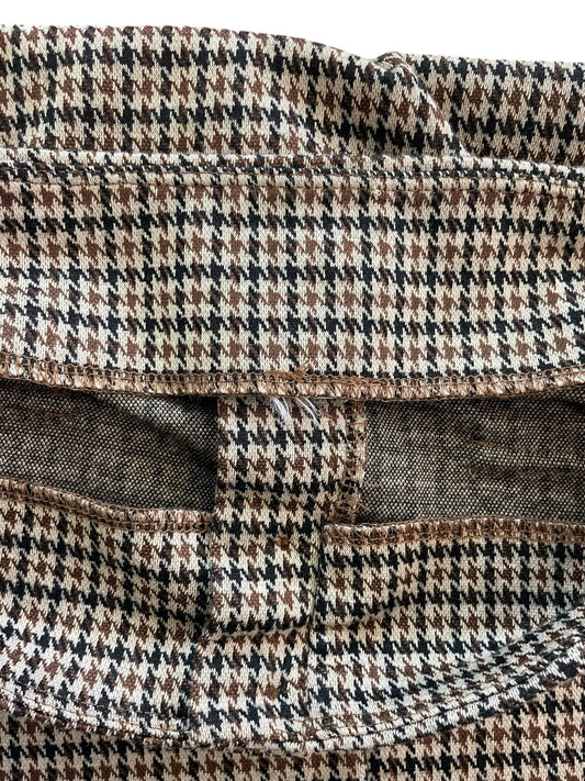 Houndstooth Pattern Button front Stretch Mini Skirt