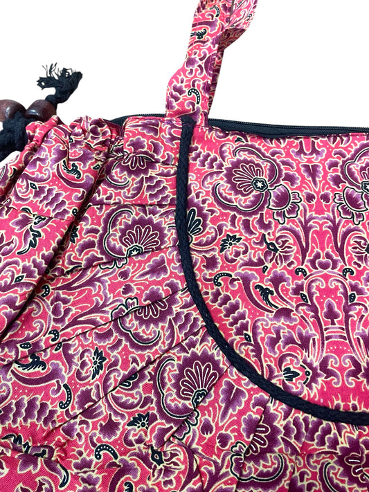 Cotton Print Shell Hobo Bag