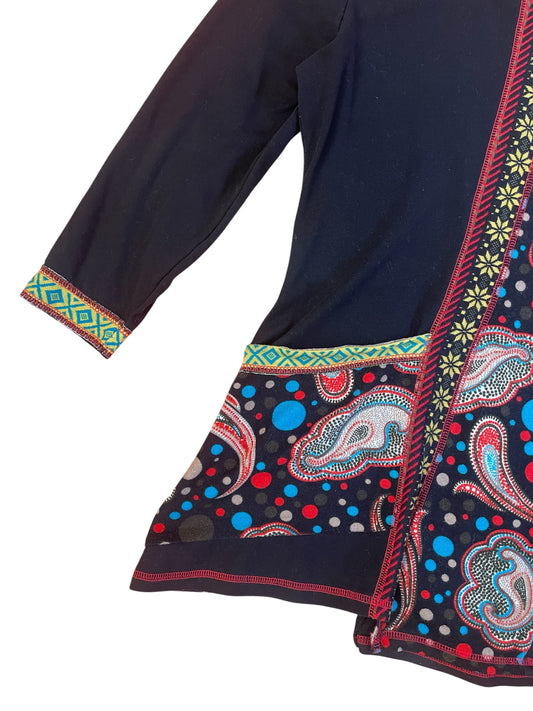 Bold pattern asymmetric mini dress/top