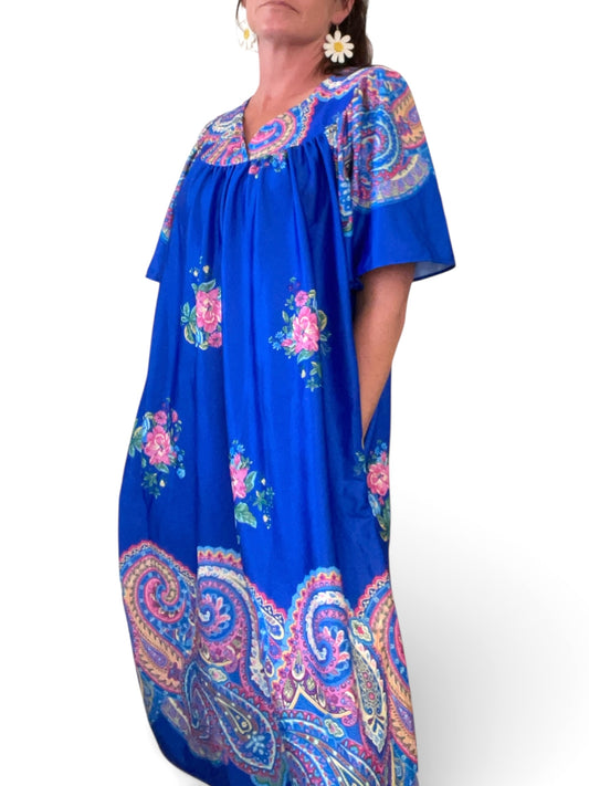 Vintage Blue Muumuu by Granada New York - Sz 3X