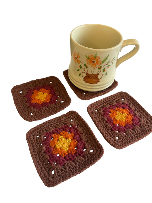 Crochet Coasters Set of 4 Retro