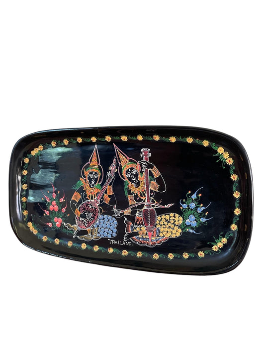 Vintage Handpainted Thai lacquerware plate