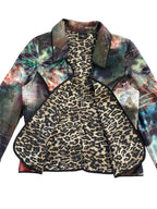 Velveteen Multicoloured Jacket with Leopard Print Lining