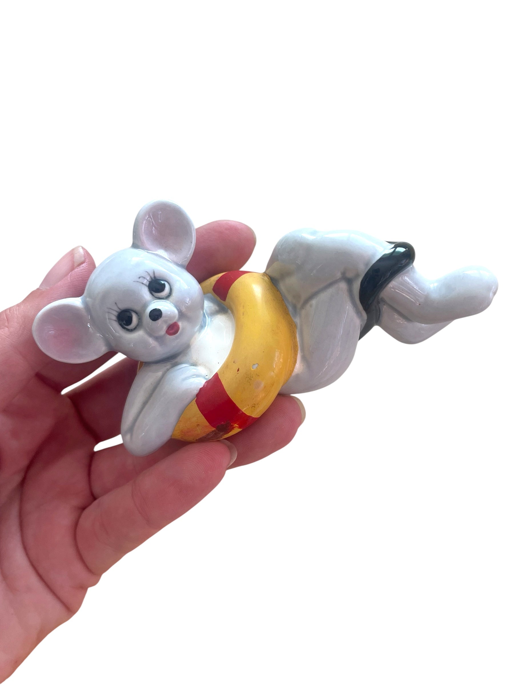 Bathing Beauty Vintage Ceramic Mouse with Life Preserver