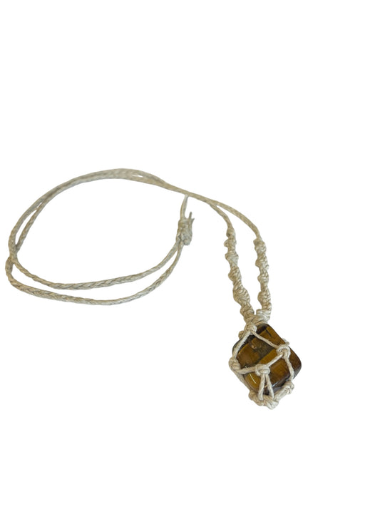 Hemp Necklace with Tigers Eye Tumble