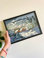 Vintage Framed Tapestry/Needlepoint - Snow Covered Trees