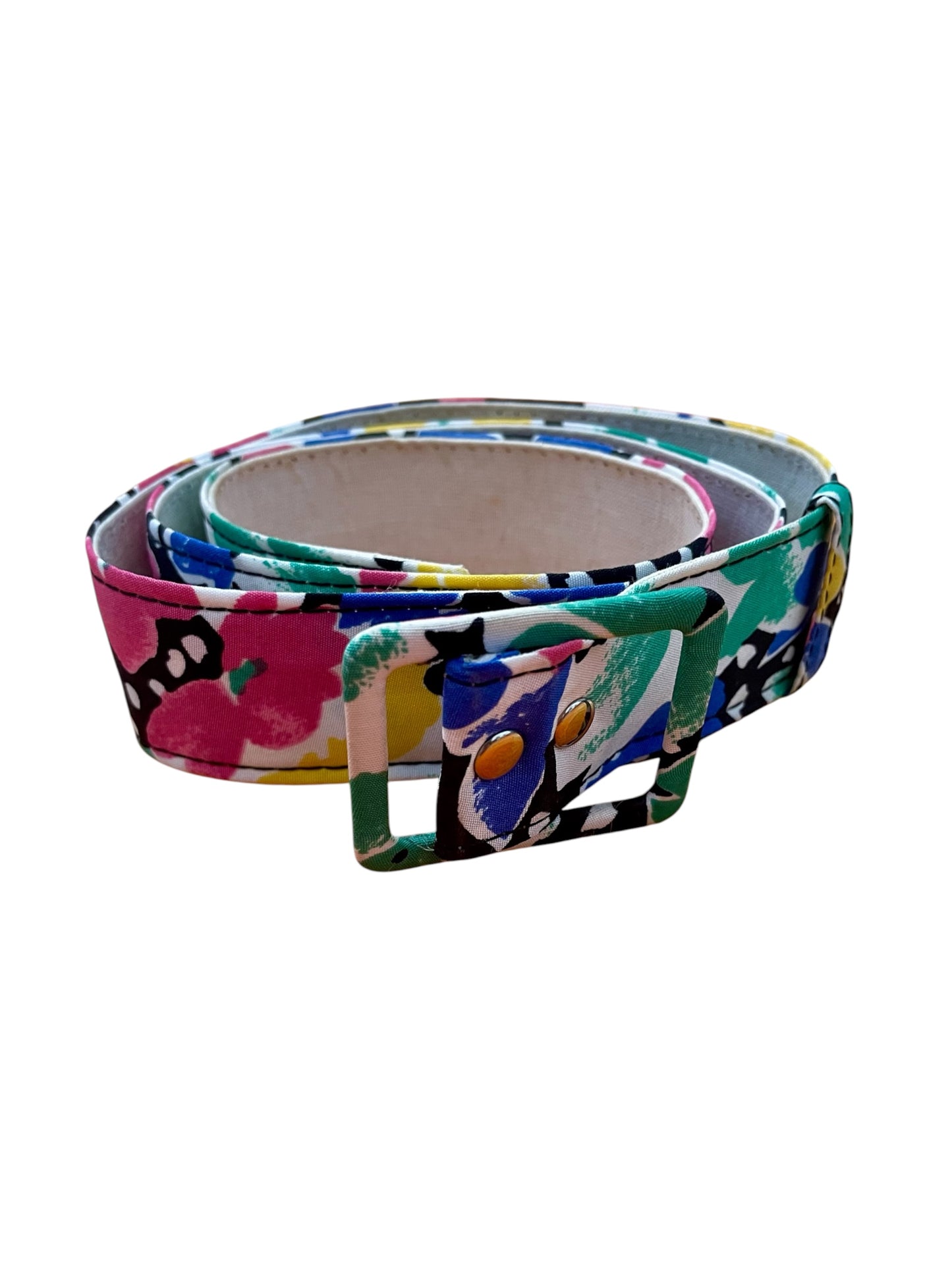 80s Vibrant Abstract Floral Fabric Belt