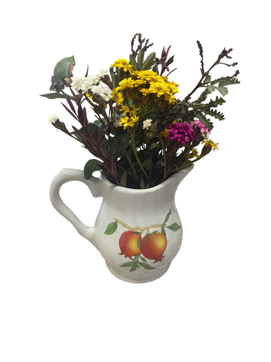 Mini porcelain creamer with orange flowers