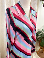 ASOS DESIGN Retro Stripe Maxi Dress – Long Sleeve Wrap Size AU 14