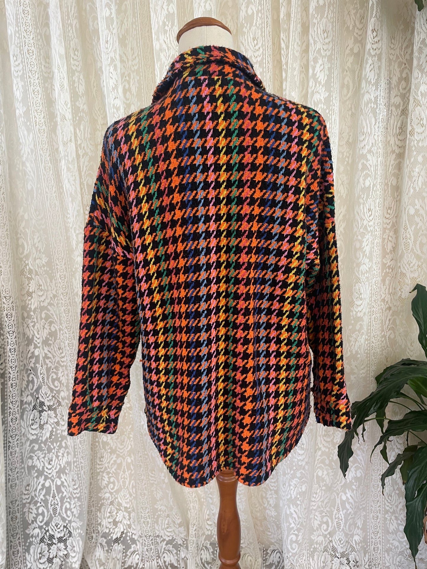 Vibrant Houndstooth Style Shacket