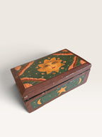 Authentic 1990s Vintage Celestial Wooden Box Hand Painted Sun Moon Star
