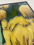 Handpainted Tulips Vintage Ceramic Tile In Custom Wooden Frame
