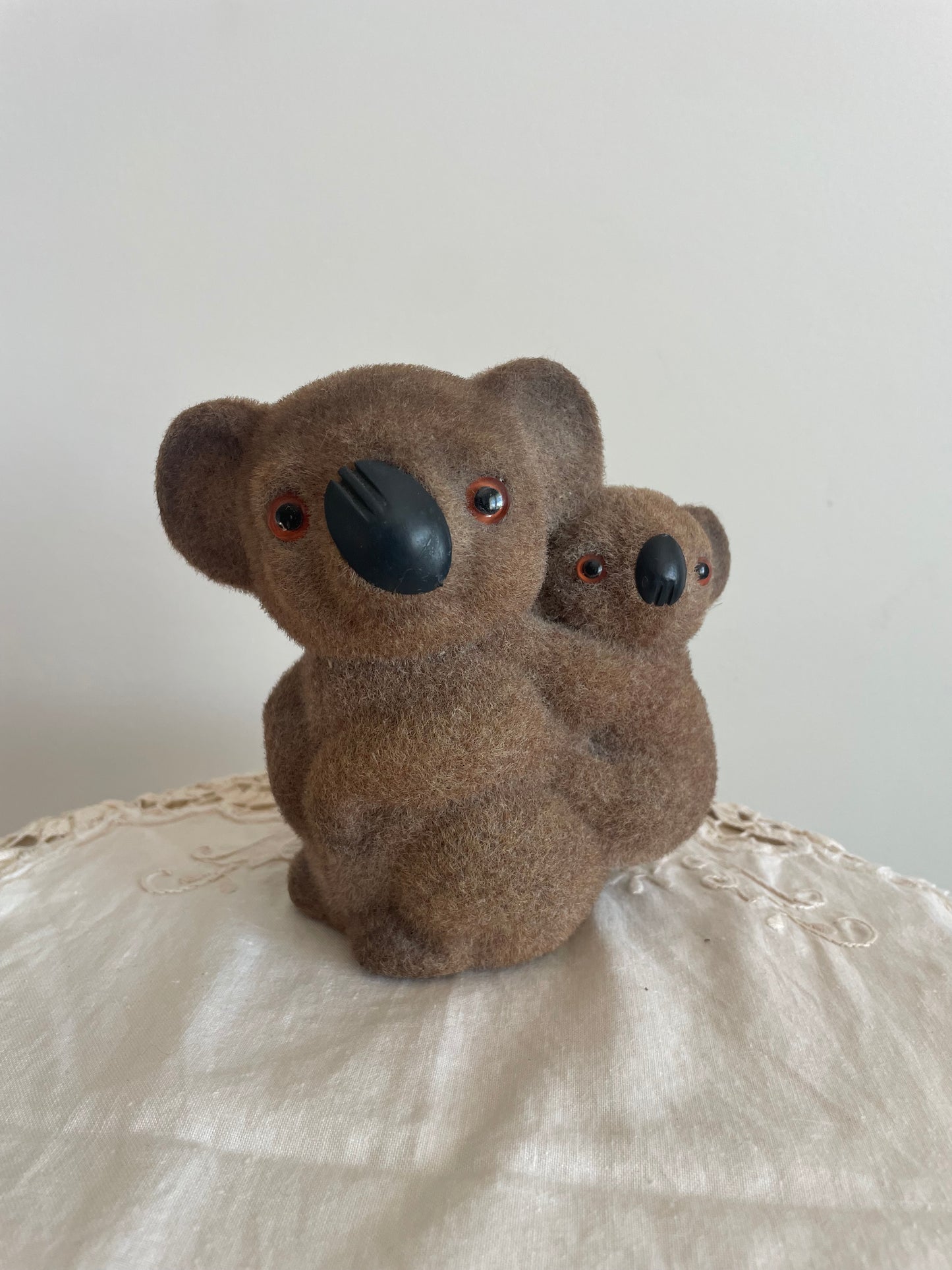 60s/70s Flocked Koala & Baby Money Box