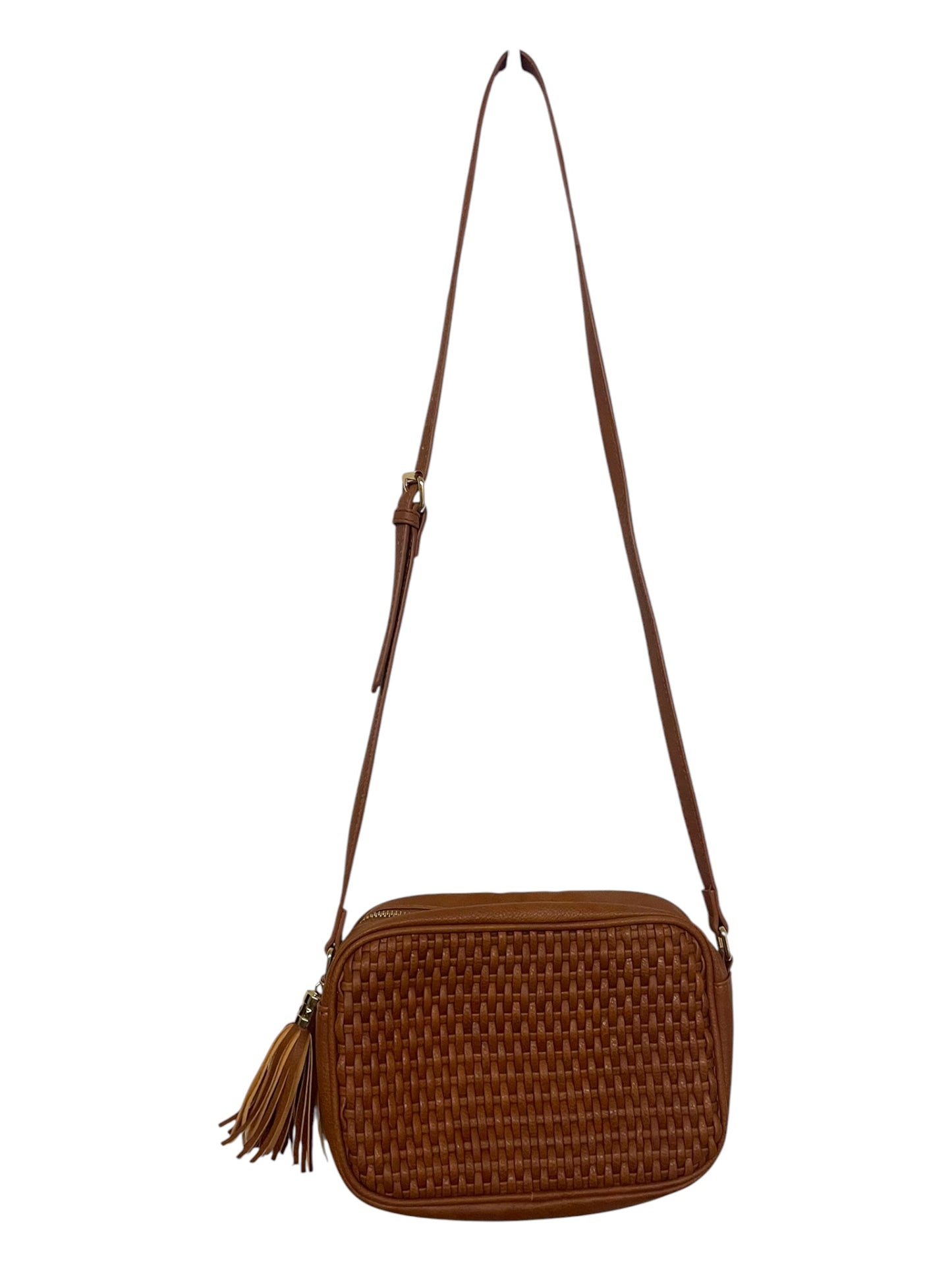 Tan Crossbody Faux Leather Bag with Tassel
