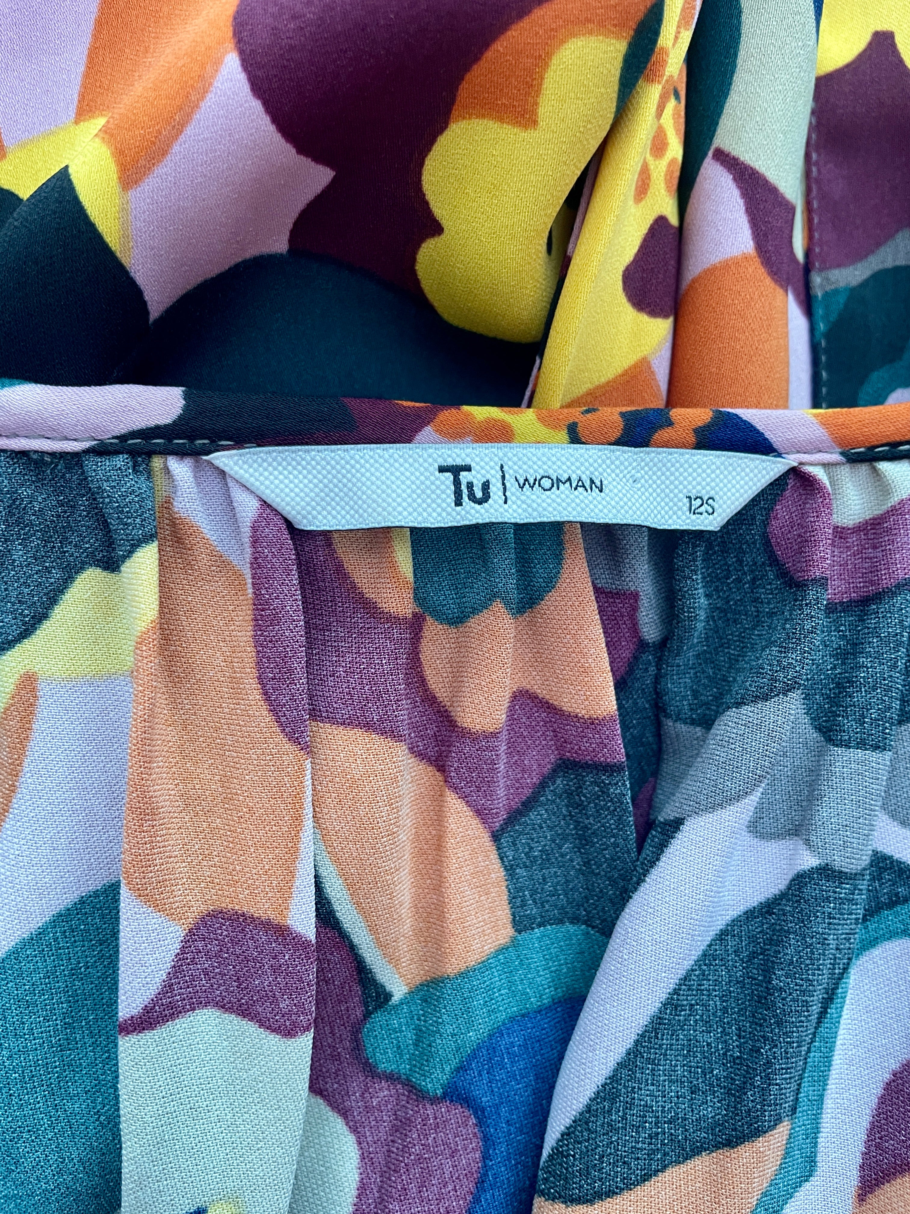 Tu Women Abstract Floral Midi Dress – Button Down Kimono Duster - Sz 12