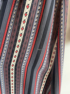 Vintage Sheer Belted Stripe Long Sleeve Dress