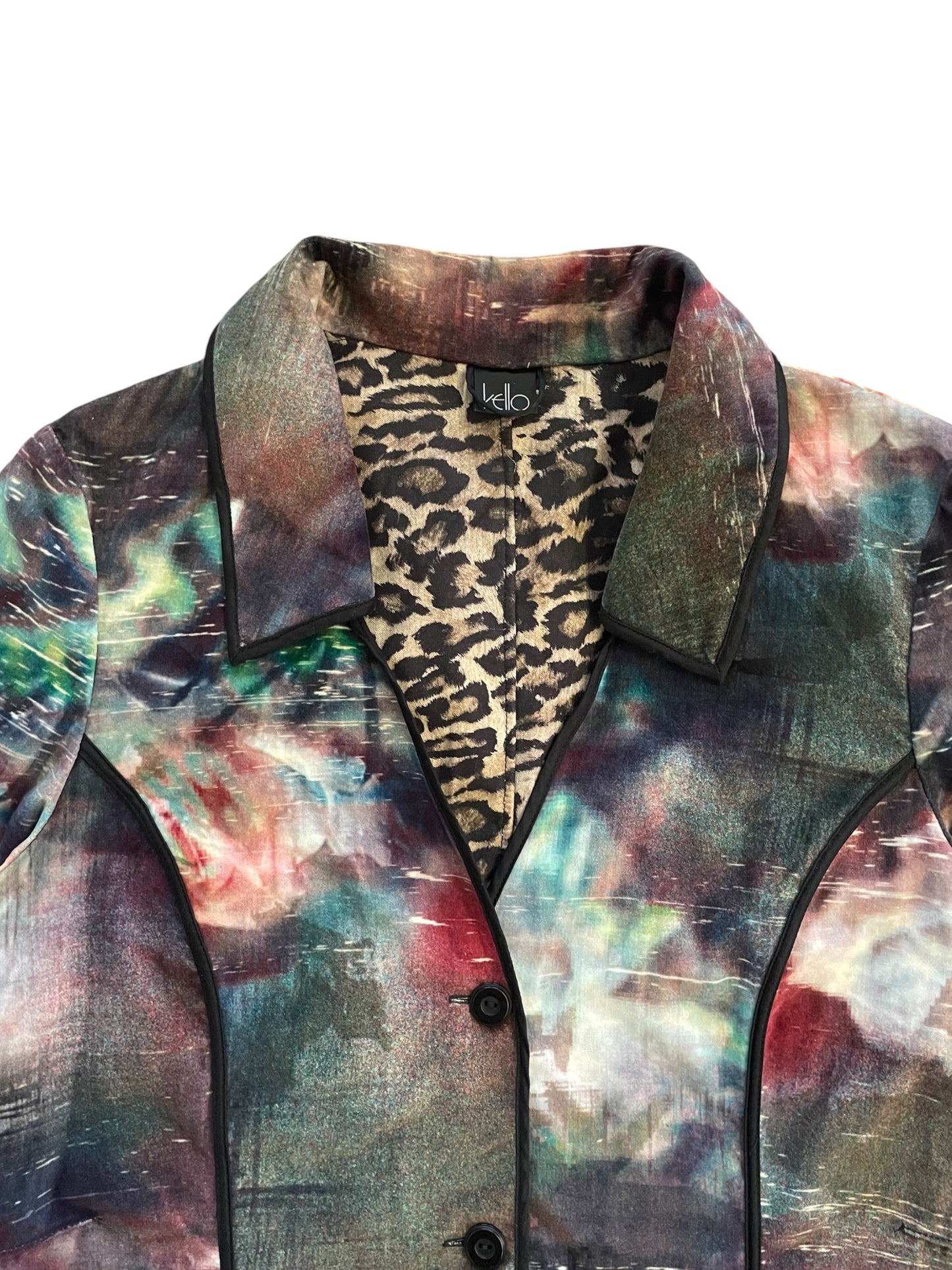 Velveteen Multicoloured Jacket with Leopard Print Lining