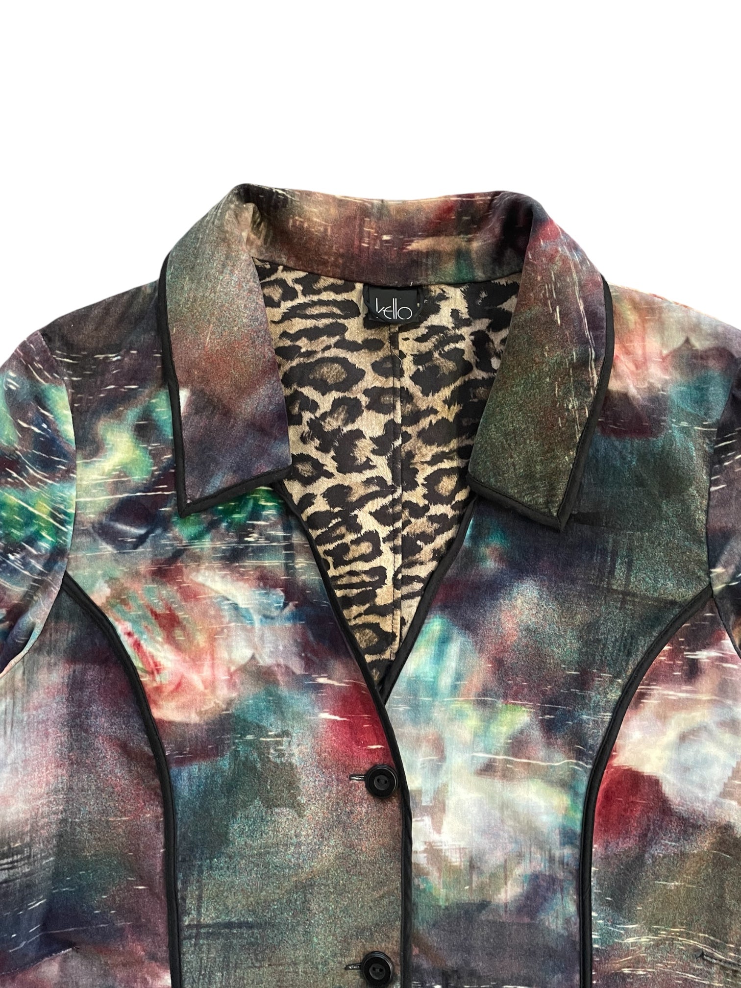 Velveteen Multicoloured Jacket with Leopard Print Lining