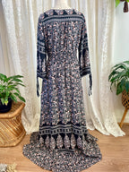 Black and pink paisley print bohemian style maxi dress Size M