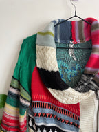 Multicolour Zip up Asymmetrical Cardigan - Sz XL