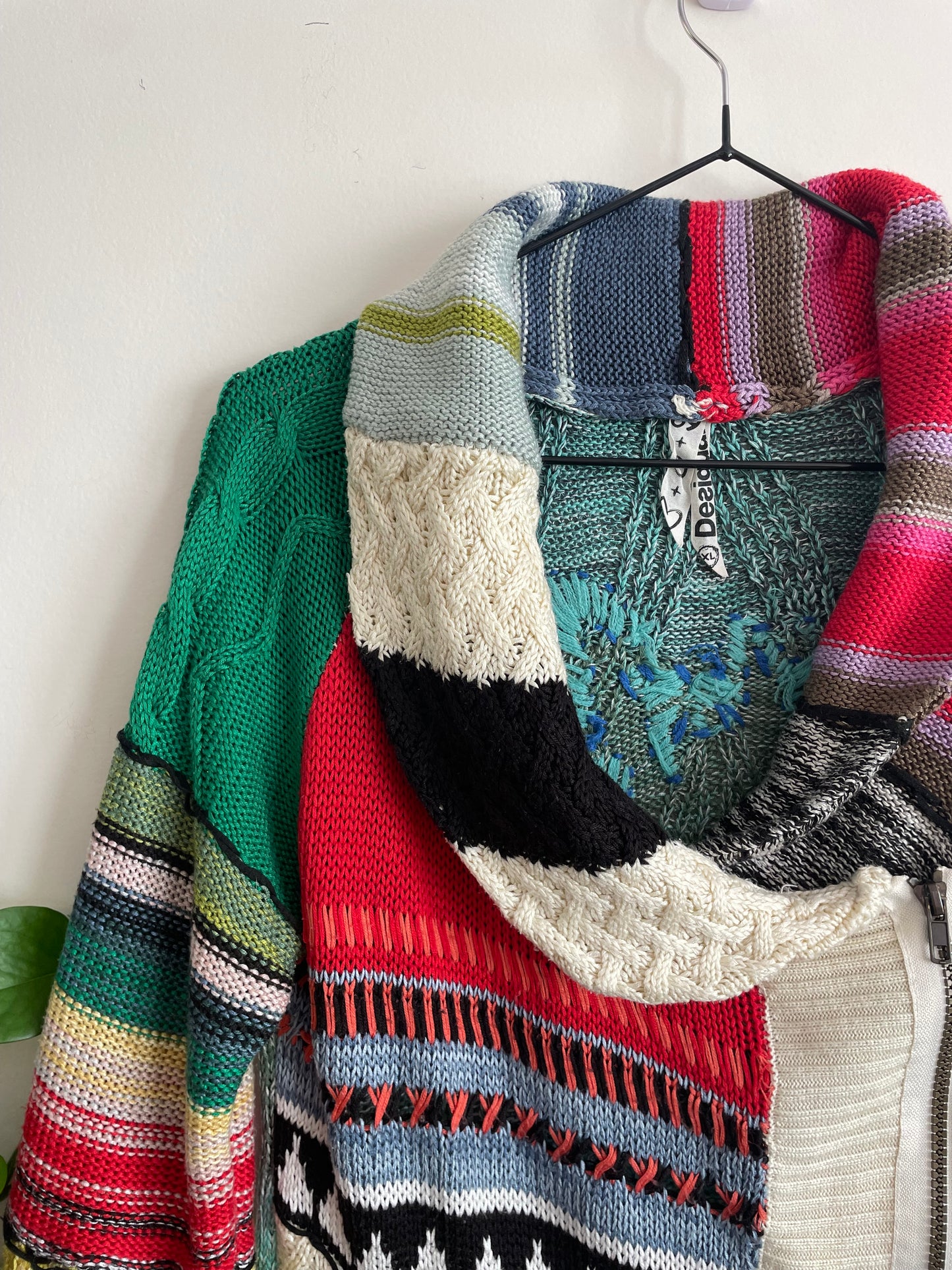 Multicolour Zip up Asymmetrical Cardigan - Sz XL
