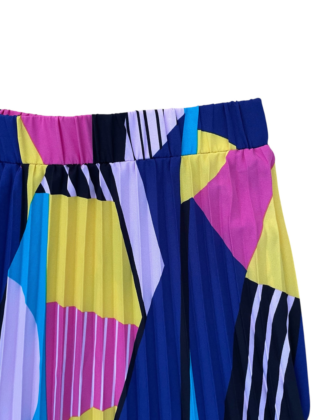 Bright Abstract Print Pleated Maxi Skirt