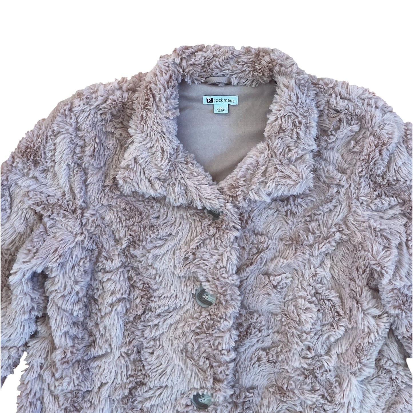 Dusty Pink Faux Fur Jacket Sz 10