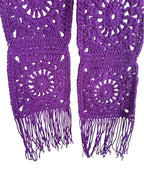 Purple Crochet Square Scarf with Fringe