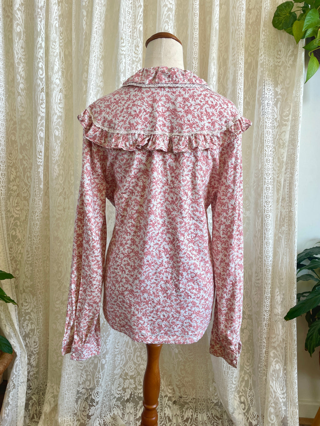 Vintage Italian Il camiciaio del Re Romantic Ditsy Floral Ruffle Top Sz 10