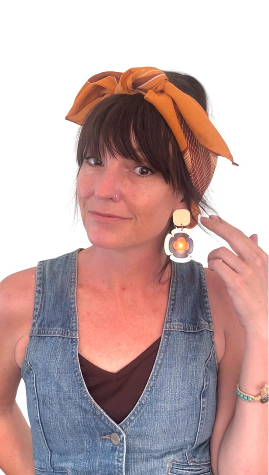 Orange Retro Square Scarf