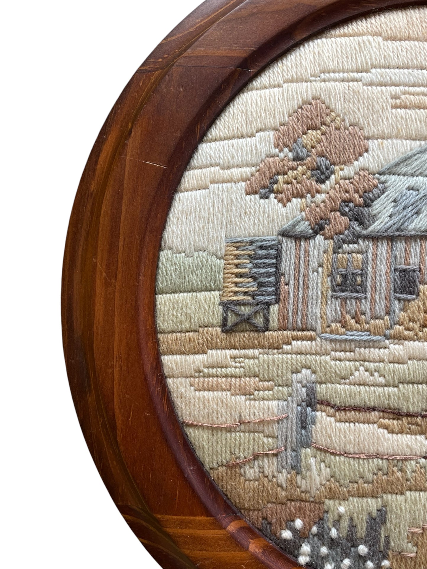 Framed Vintage “The Old Homestead” Needlework
