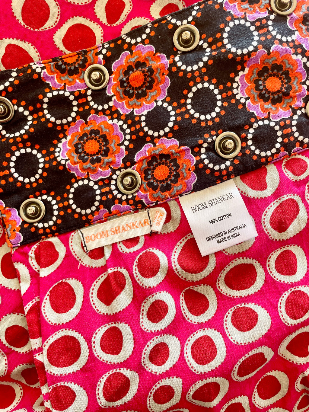 Bold Print Adjustable Wrap Skirt with Pocket - Pink