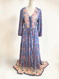 Dreamcatcher Bohemian Style Blue Paisley Print LS Dress – Sz 8