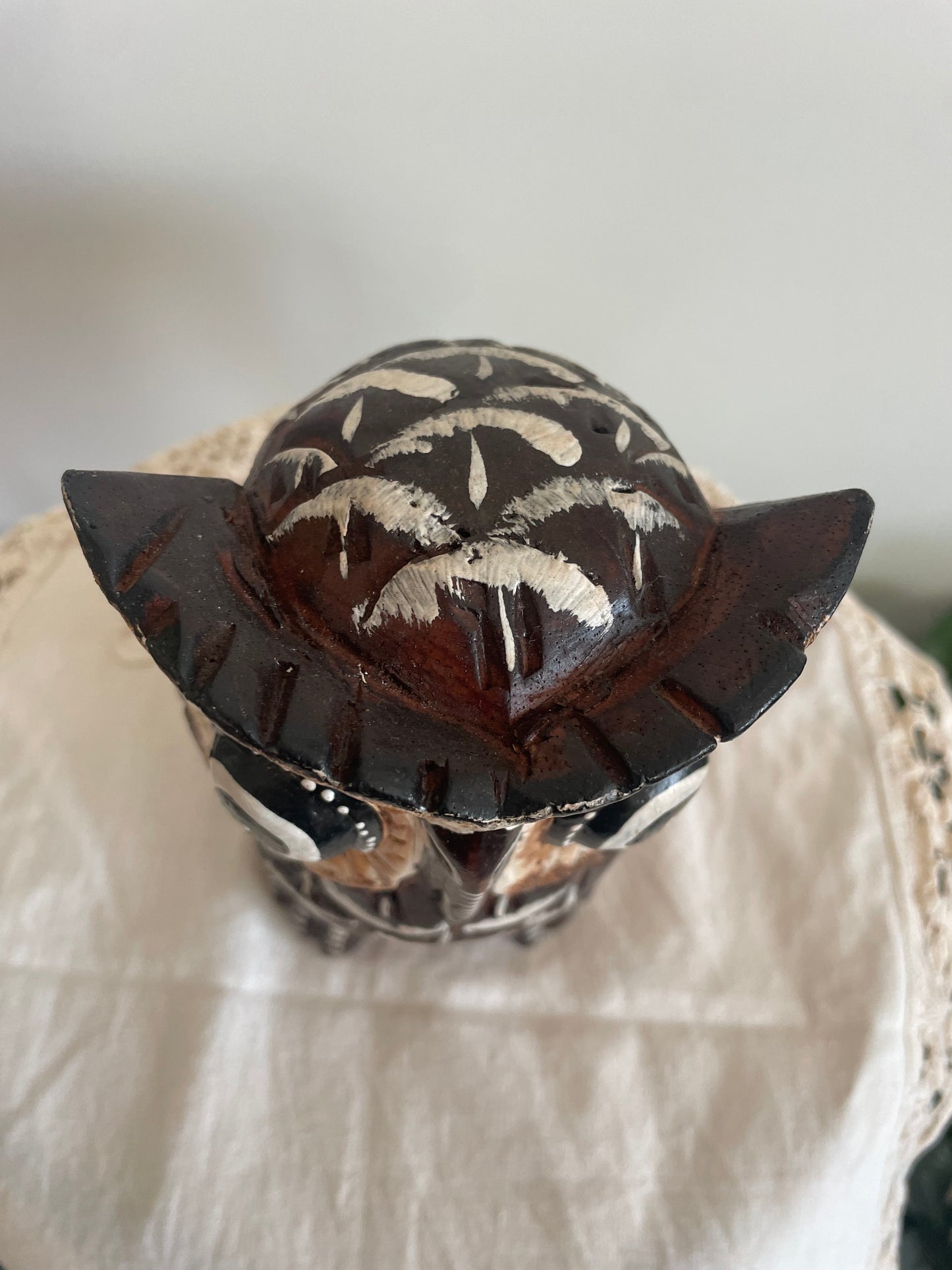 Carved Rustic Wooden Owl Statue