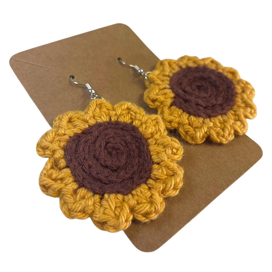 Crochet Sunflower Earrings